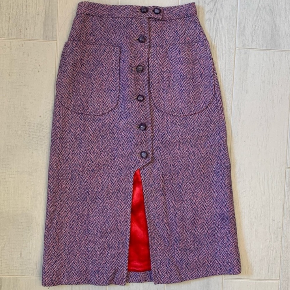 Vintage Herring Bone Purple Midi Skirt